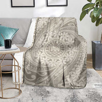 Tahitian Tiare Flower Blanket Beige Polynesian Pattern LT9 - Polynesian Pride
