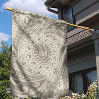 Tahitian Tiare Flower Garden Flag Beige Polynesian Pattern