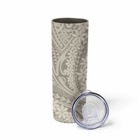 Tahitian Tiare Flower Skinny Tumbler Beige Polynesian Pattern LT9 - Polynesian Pride