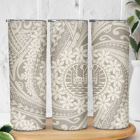 Tahitian Tiare Flower Skinny Tumbler Beige Polynesian Pattern LT9 - Polynesian Pride