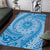 Tahitian Tiare Flower Area Rug Blue Polynesian Pattern