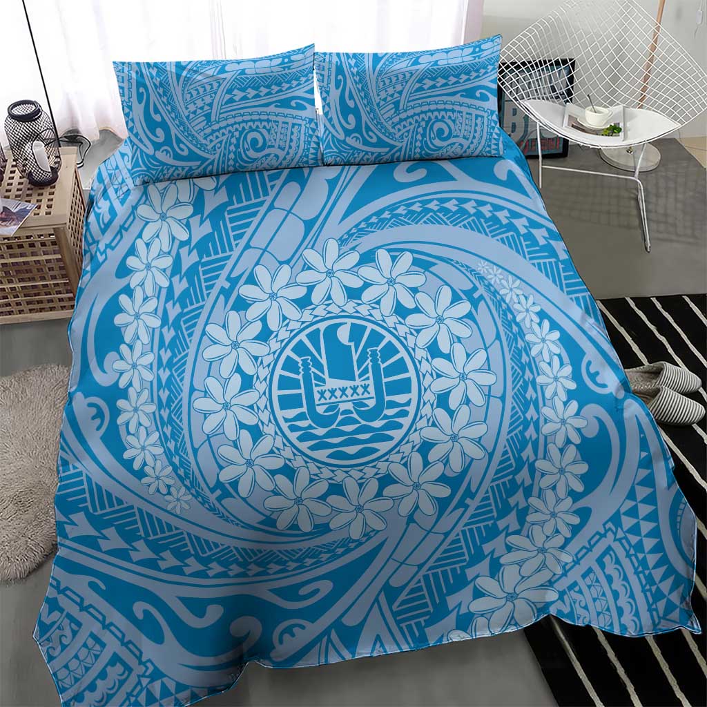 Tahitian Tiare Flower Bedding Set Blue Polynesian Pattern LT9 - Polynesian Pride