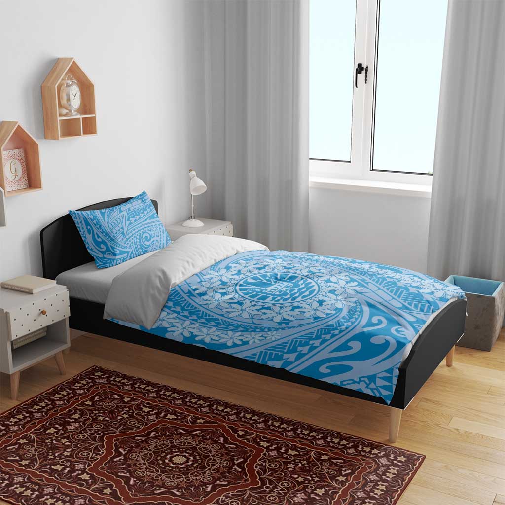 Tahitian Tiare Flower Bedding Set Blue Polynesian Pattern LT9 - Polynesian Pride