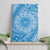 Tahitian Tiare Flower Canvas Wall Art Blue Polynesian Pattern