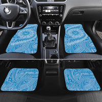 Tahitian Tiare Flower Car Mats Blue Polynesian Pattern