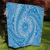 Tahitian Tiare Flower Quilt Blue Polynesian Pattern