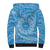 Tahitian Tiare Flower Sherpa Hoodie Blue Polynesian Pattern