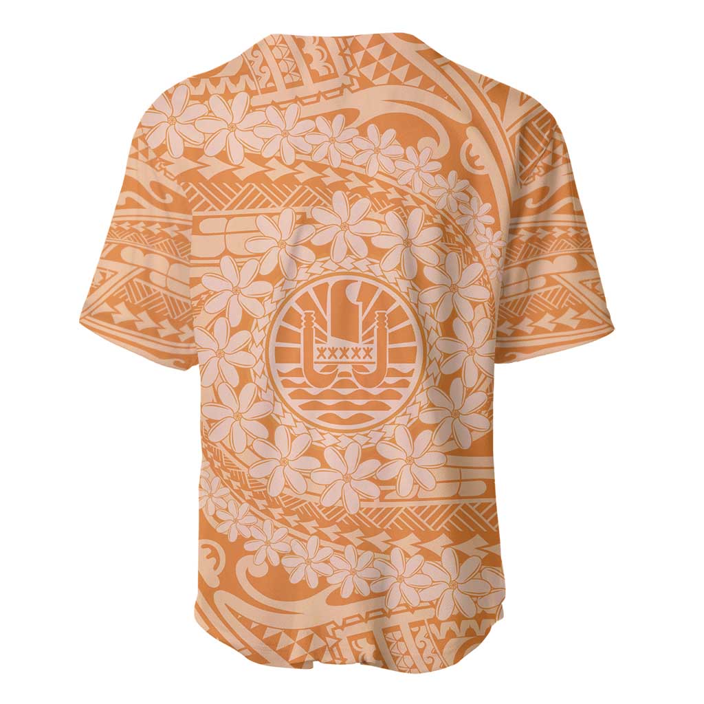 Tahitian Tiare Flower Baseball Jersey Gold Polynesian Pattern