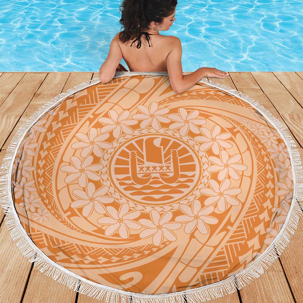 Tahitian Tiare Flower Beach Blanket Gold Polynesian Pattern LT9 - Polynesian Pride