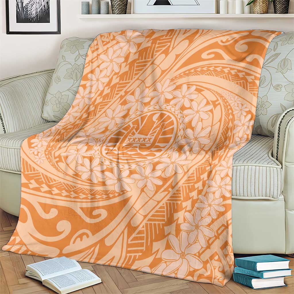 Tahitian Tiare Flower Blanket Gold Polynesian Pattern LT9 - Polynesian Pride