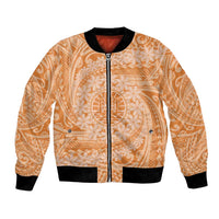 Tahitian Tiare Flower Bomber Jacket Gold Polynesian Pattern