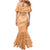 Tahitian Tiare Flower Mermaid Dress Gold Polynesian Pattern