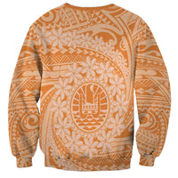 Tahitian Tiare Flower Sweatshirt Gold Polynesian Pattern