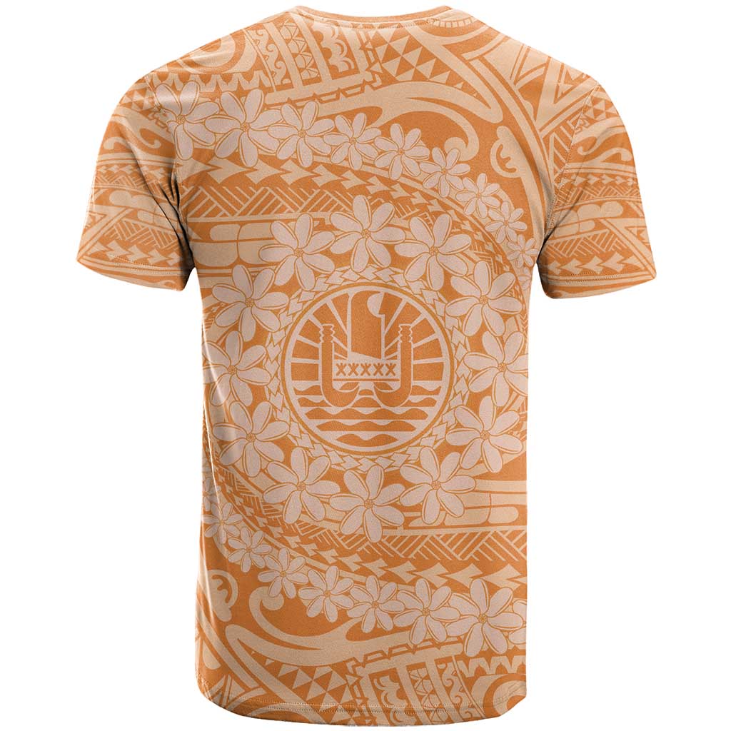Tahitian Tiare Flower T Shirt Gold Polynesian Pattern