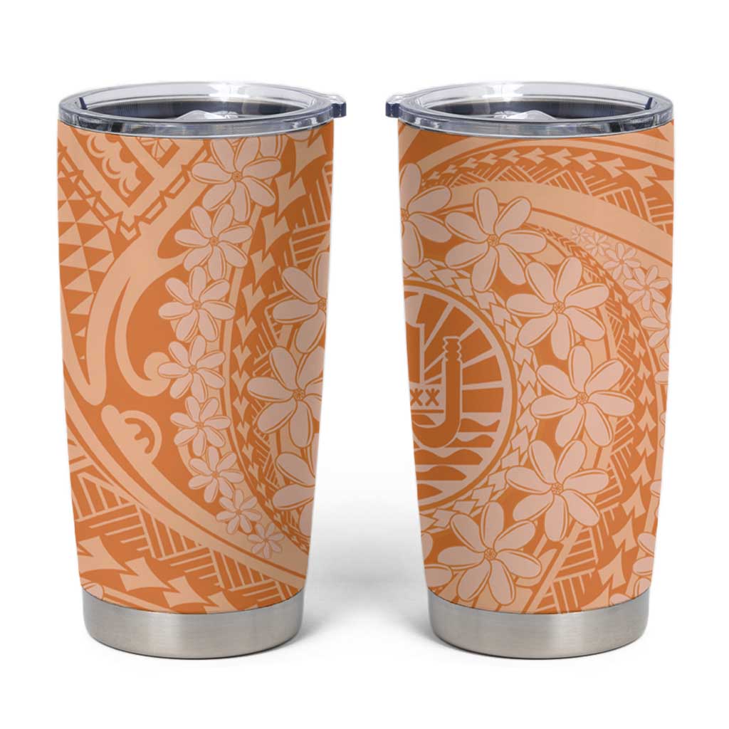 Tahitian Tiare Flower Tumbler Cup Gold Polynesian Pattern