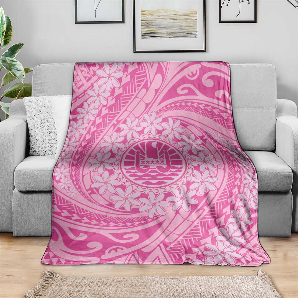 Tahitian Tiare Flower Blanket Pink Polynesian Pattern LT9 - Polynesian Pride