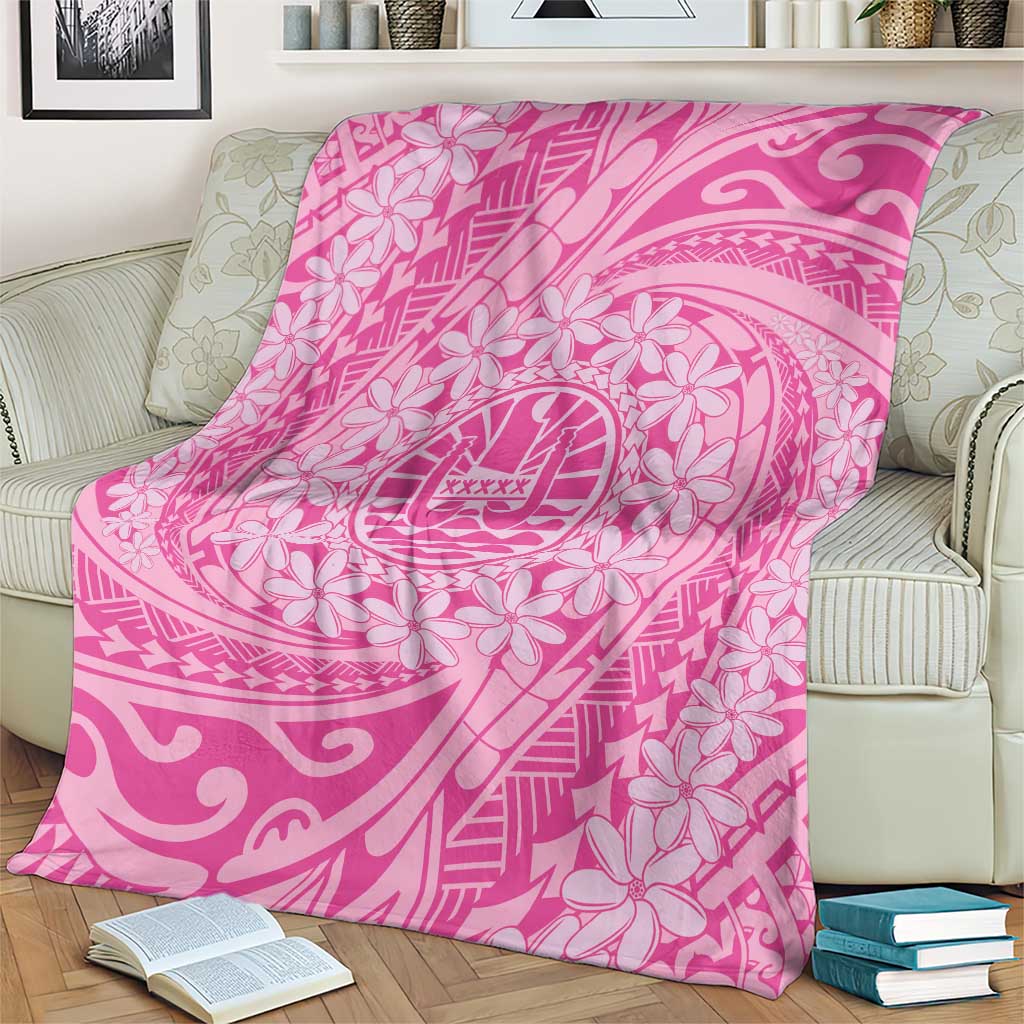 Tahitian Tiare Flower Blanket Pink Polynesian Pattern LT9 - Polynesian Pride
