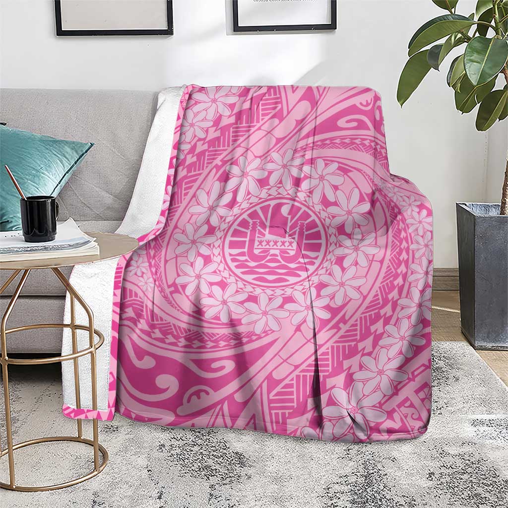 Tahitian Tiare Flower Blanket Pink Polynesian Pattern LT9 - Polynesian Pride