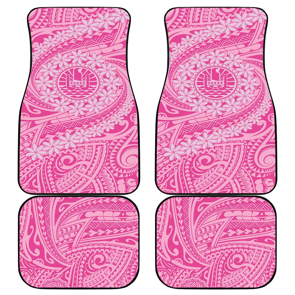 Tahitian Tiare Flower Car Mats Pink Polynesian Pattern