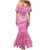 Tahitian Tiare Flower Mermaid Dress Pink Polynesian Pattern