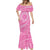 Tahitian Tiare Flower Mermaid Dress Pink Polynesian Pattern