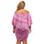 Tahitian Tiare Flower Off Shoulder Short Dress Pink Polynesian Pattern