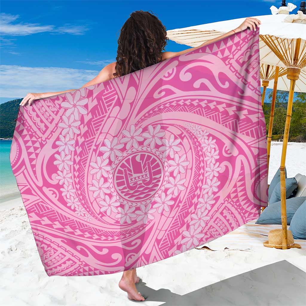Tahitian Tiare Flower Sarong Pink Polynesian Pattern