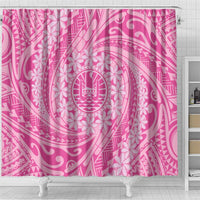 Tahitian Tiare Flower Shower Curtain Pink Polynesian Pattern
