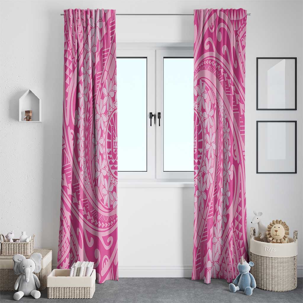 Tahitian Tiare Flower Window Curtain Pink Polynesian Pattern