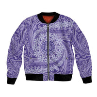 Tahitian Tiare Flower Bomber Jacket Violet Polynesian Pattern LT9 Unisex Violet - Polynesian Pride