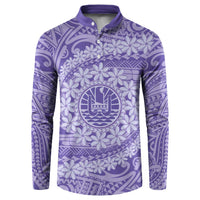 Tahitian Tiare Flower Button Sweatshirt Violet Polynesian Pattern LT9 Violet - Polynesian Pride
