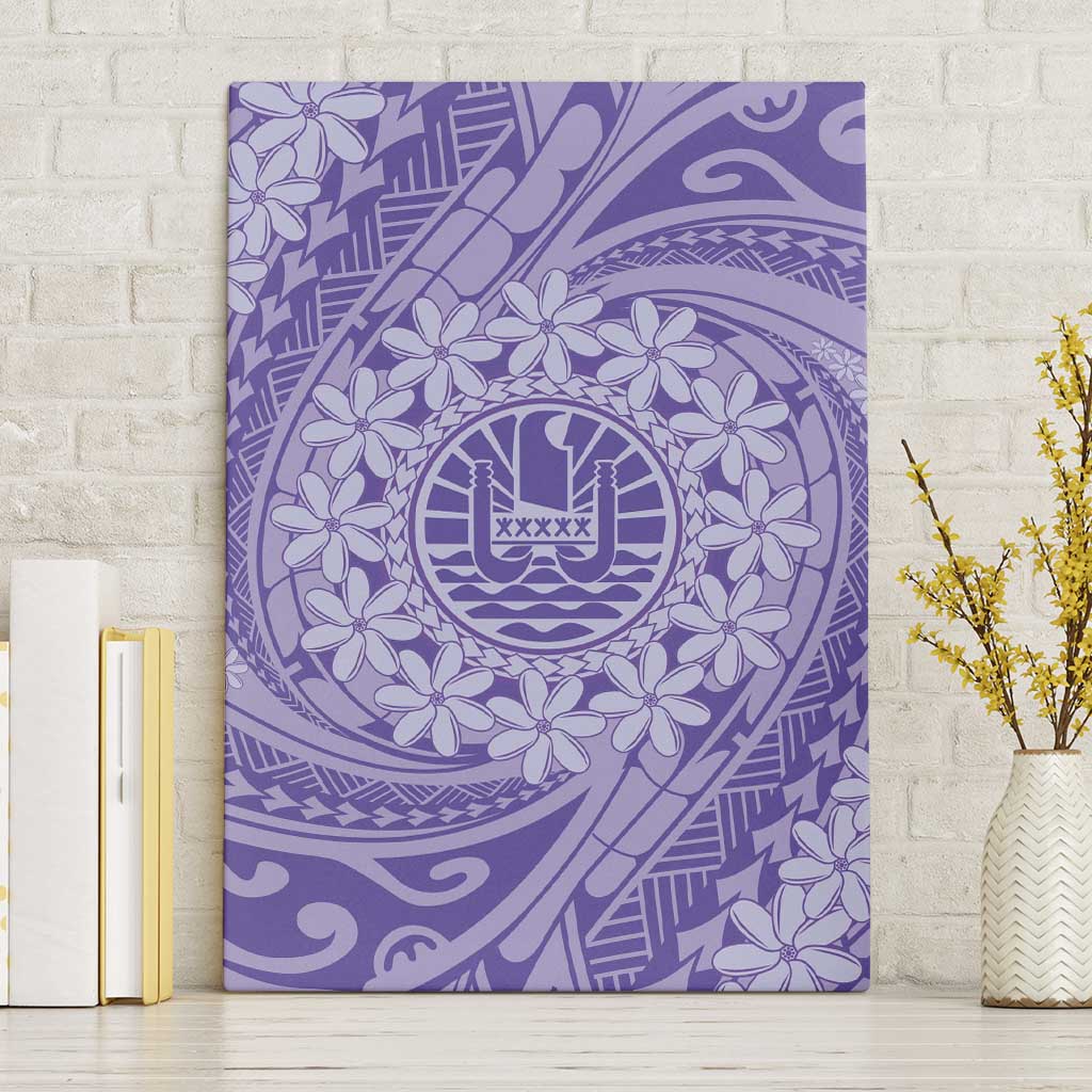 Tahitian Tiare Flower Canvas Wall Art Violet Polynesian Pattern