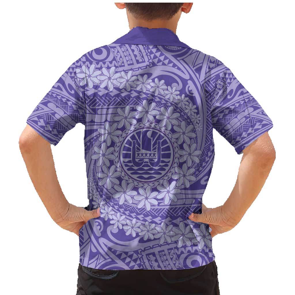 Tahitian Tiare Flower Family Matching Mermaid Dress and Hawaiian Shirt Violet Polynesian Pattern LT9 - Polynesian Pride