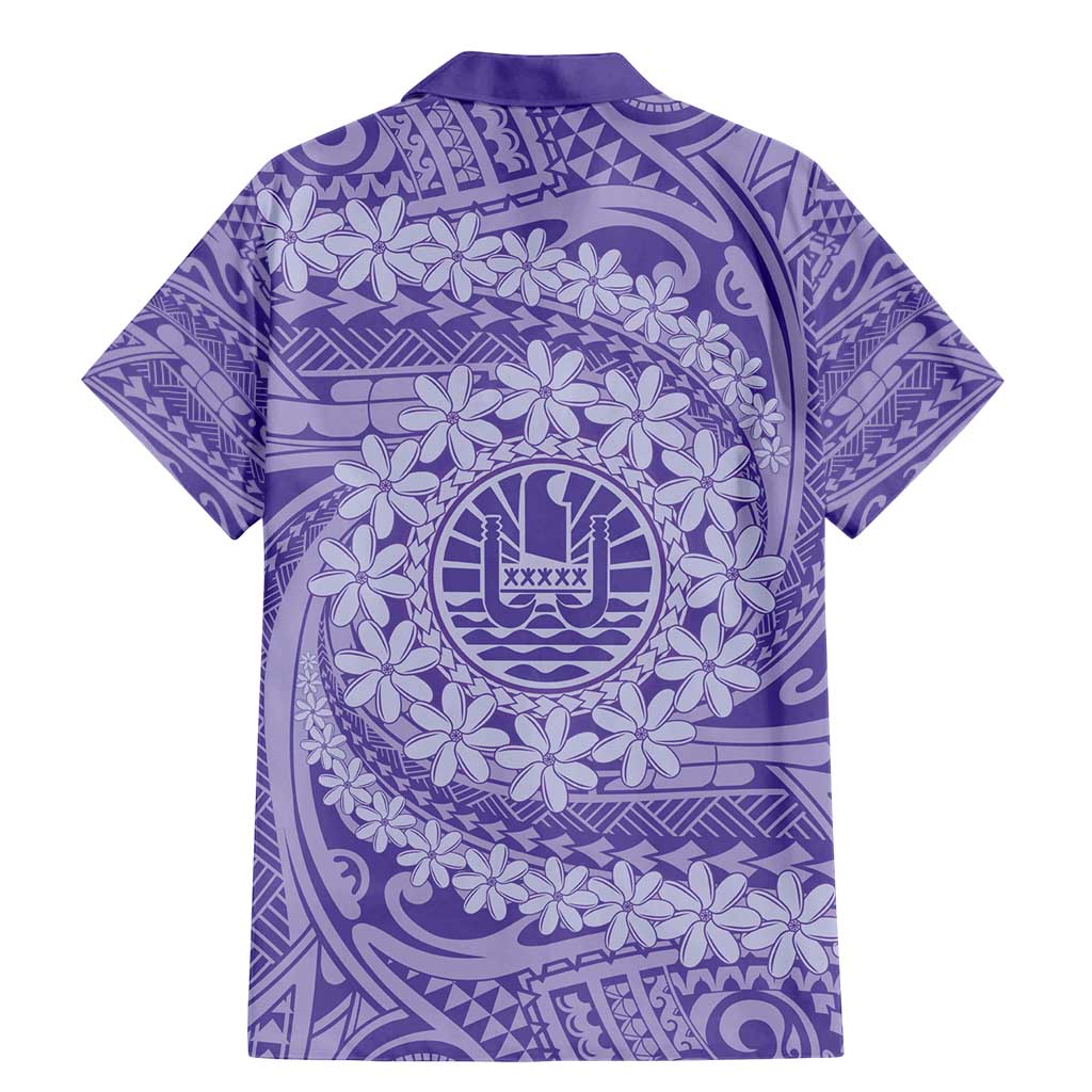 Tahitian Tiare Flower Family Matching Mermaid Dress and Hawaiian Shirt Violet Polynesian Pattern LT9 - Polynesian Pride