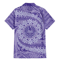 Tahitian Tiare Flower Family Matching Mermaid Dress and Hawaiian Shirt Violet Polynesian Pattern LT9 - Polynesian Pride