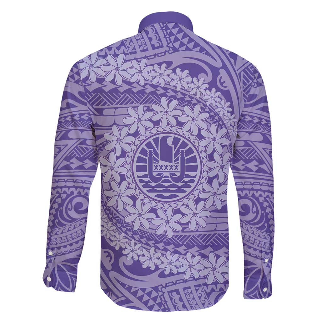 Tahitian Tiare Flower Family Matching Mermaid Dress and Hawaiian Shirt Violet Polynesian Pattern LT9 - Polynesian Pride