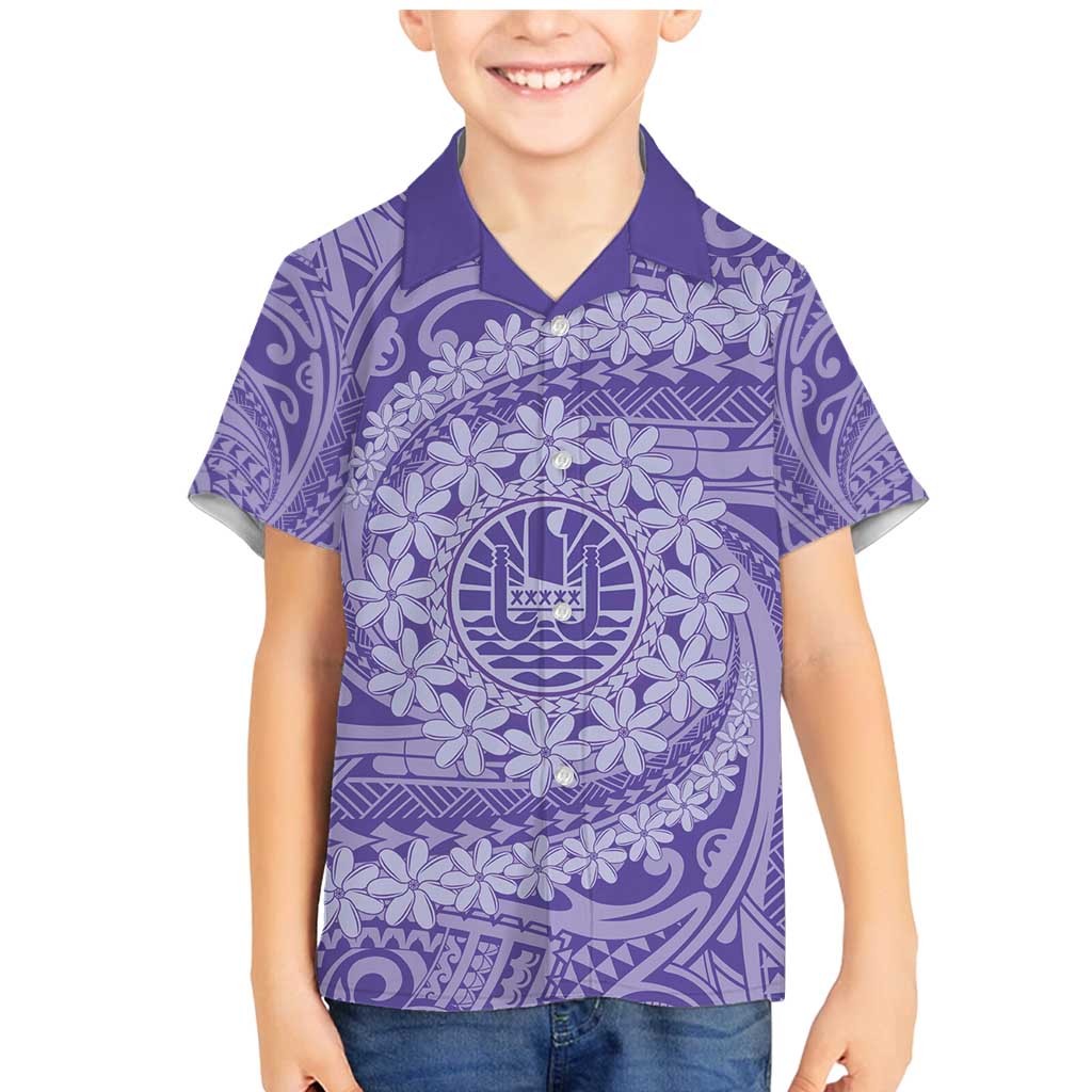 Tahitian Tiare Flower Family Matching Mermaid Dress and Hawaiian Shirt Violet Polynesian Pattern LT9 Son's Shirt Violet - Polynesian Pride