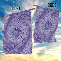 Tahitian Tiare Flower Garden Flag Violet Polynesian Pattern