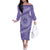 Tahitian Tiare Flower Off The Shoulder Long Sleeve Dress Violet Polynesian Pattern