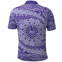 Tahitian Tiare Flower Polo Shirt Violet Polynesian Pattern