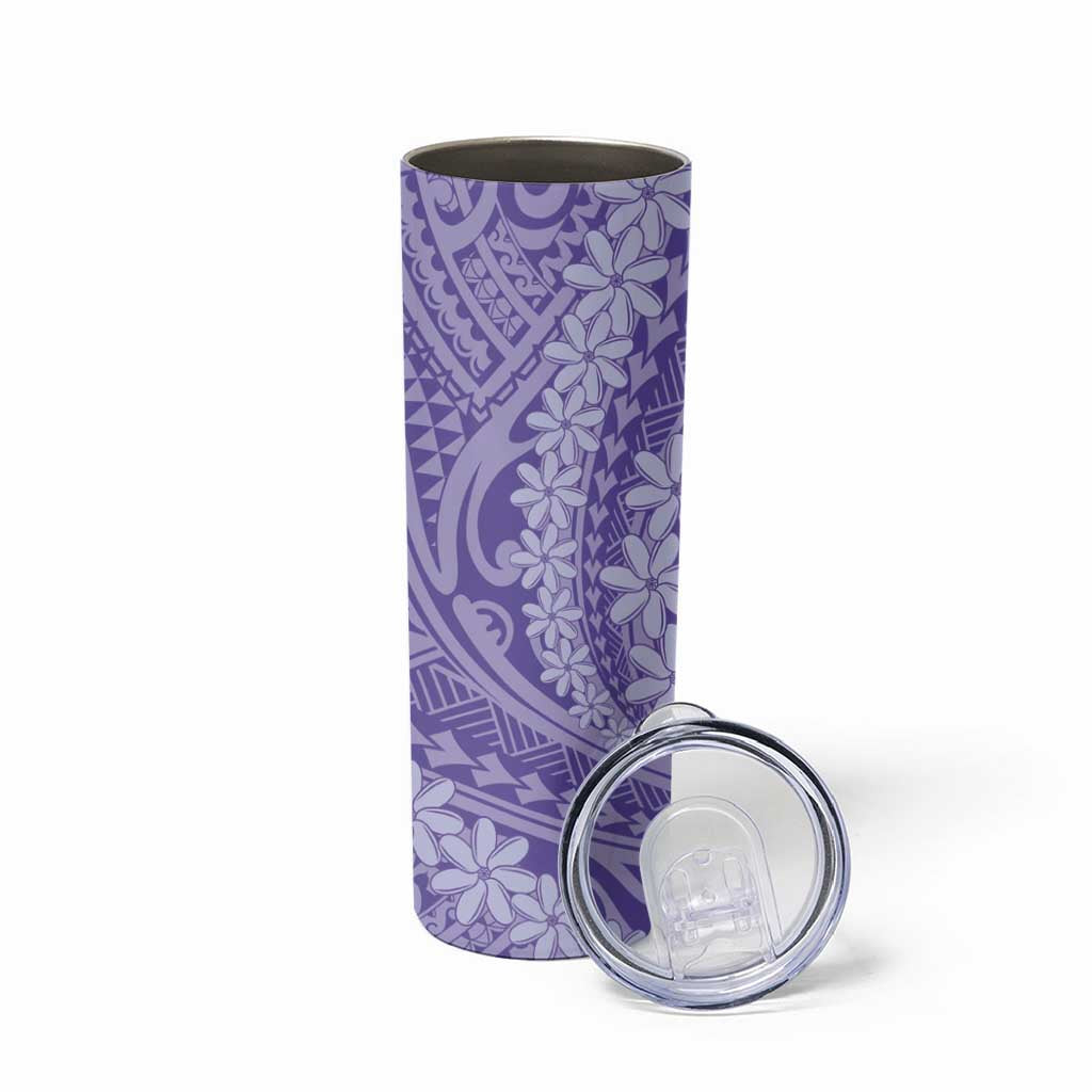 Tahitian Tiare Flower Skinny Tumbler Violet Polynesian Pattern LT9 - Polynesian Pride