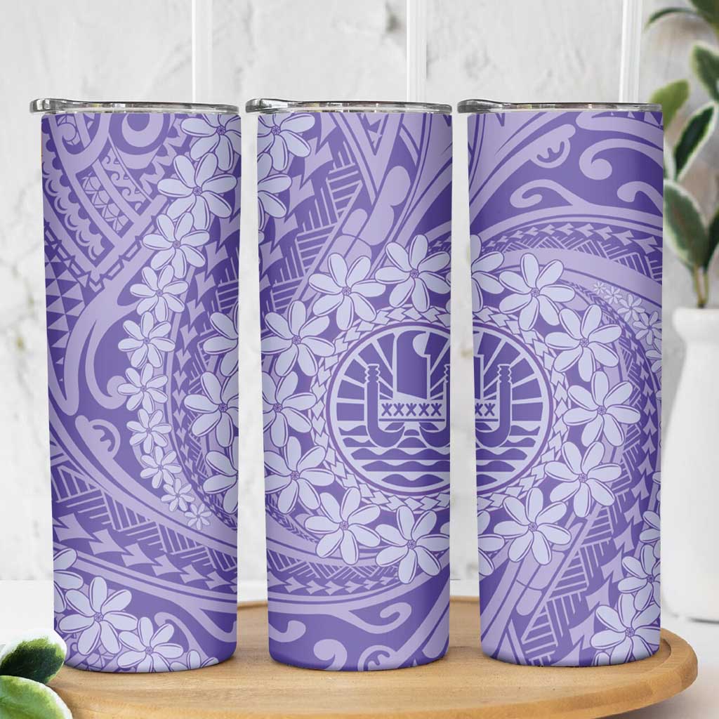 Tahitian Tiare Flower Skinny Tumbler Violet Polynesian Pattern LT9 - Polynesian Pride