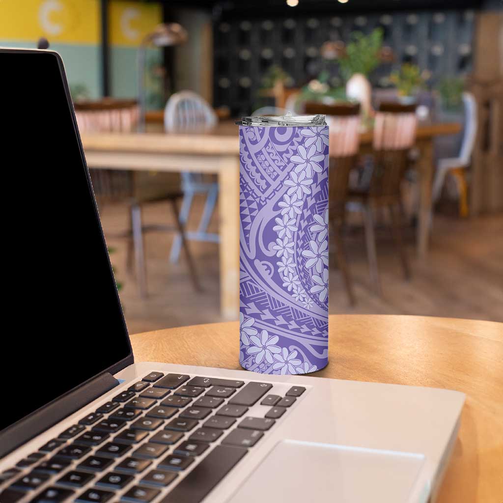 Tahitian Tiare Flower Skinny Tumbler Violet Polynesian Pattern LT9 - Polynesian Pride