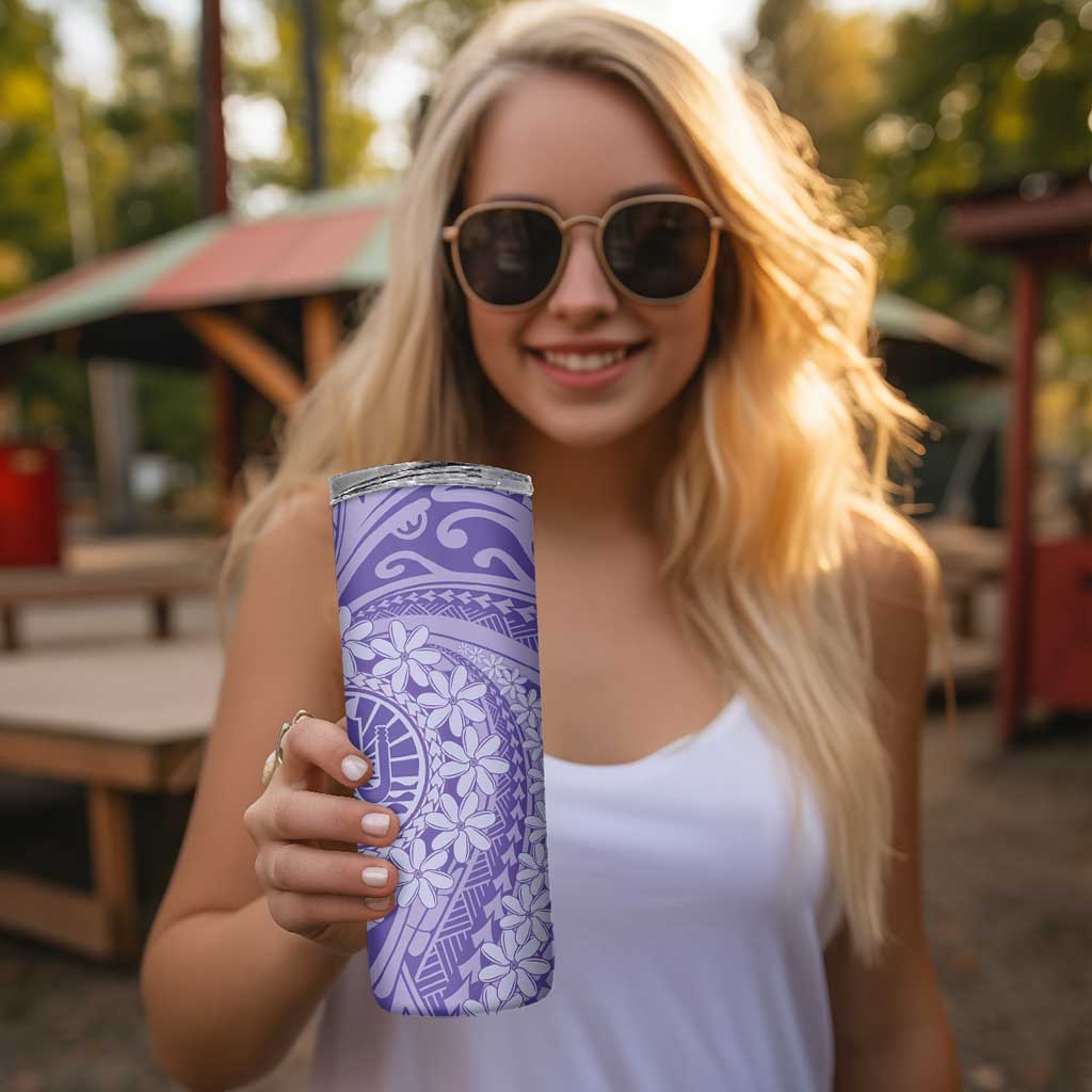 Tahitian Tiare Flower Skinny Tumbler Violet Polynesian Pattern LT9 - Polynesian Pride