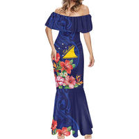 Personalised Tokelau Tropical Hibiscus Mermaid Dress With Polynesian Plumeria Tattoo