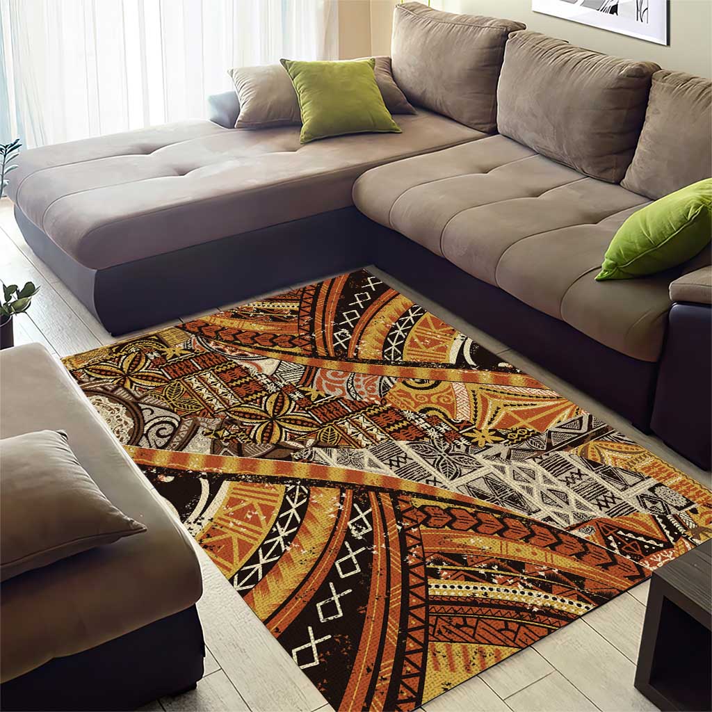 Hawaiian Style Tapa Area Rug Vintage Seamless Pattern - Polynesian Pride