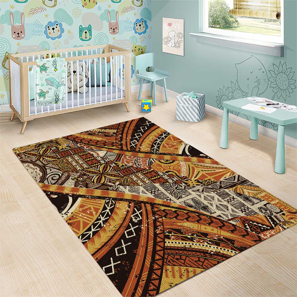 Hawaiian Style Tapa Area Rug Vintage Seamless Pattern - Polynesian Pride