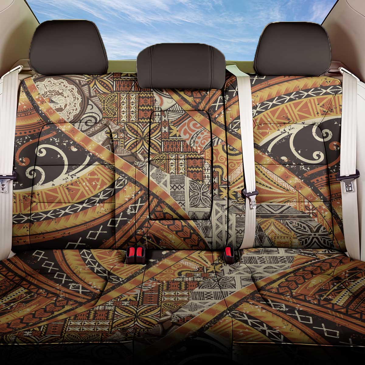 Hawaiian Style Tapa Back Car Seat Cover Vintage Seamless Pattern - Polynesian Pride