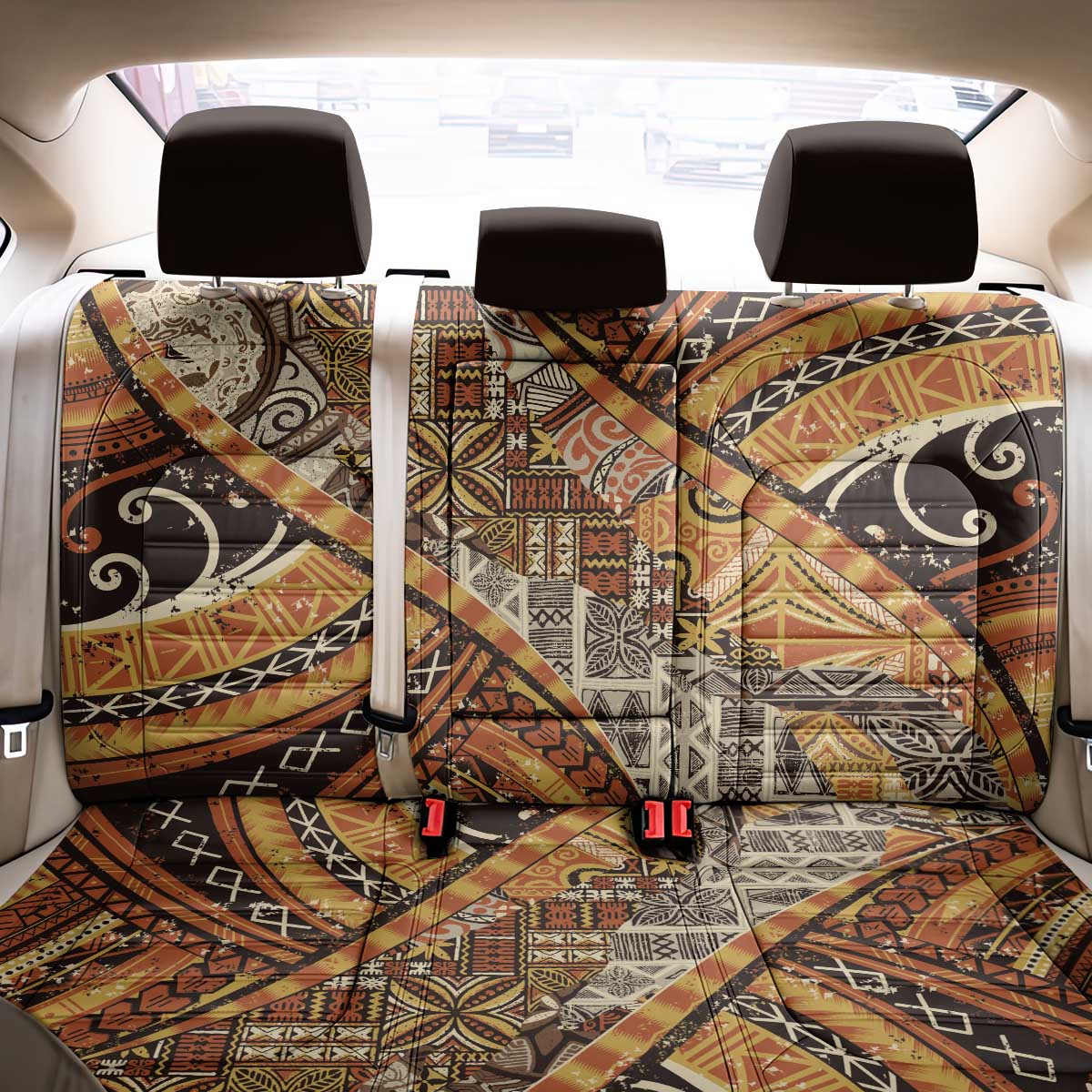 Hawaiian Style Tapa Back Car Seat Cover Vintage Seamless Pattern - Polynesian Pride