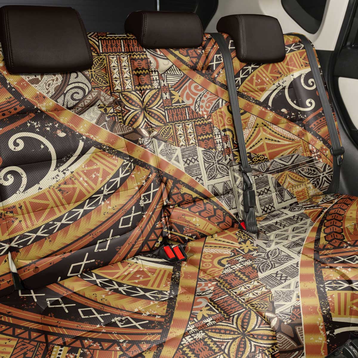 Hawaiian Style Tapa Back Car Seat Cover Vintage Seamless Pattern - Polynesian Pride